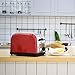 LATITOP Red 2-Slice Toaster Brushed Stainless Steel with Extra Wide Slot for Small &Large Bread Slices, Removable Crumb Tray, Led Indicator, Auto Shut-off, 7 Shade Setting, High Lift Lever (Red)