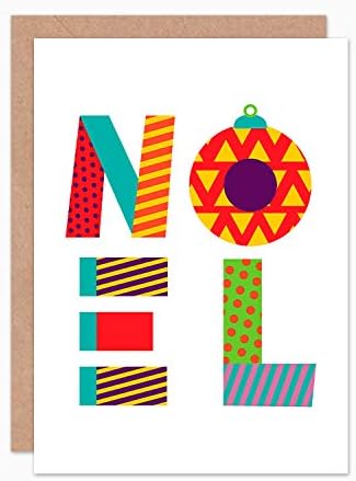 Wee Blue Coo Christmas Cards 6 Pack - Noel Patchwork Colourful Set Xmas Cards, 17.5 x 12.5 cm - Image 4