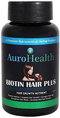 AuroHealth Biotin Hair Plus Supports Hair Growth, Strengthens Hair Roots and Develops New Hair Folicles - 60 Capsules 500mg
