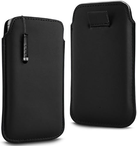 BLACK PREMIUM PU LEATHER PULL FLIP TAB CASE COVER POUCH & HIGH SENSITIVE MINI STYLUS PEN FOR NOKIA E72 BY N4U ACCESSORIES