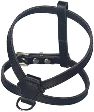 yongqxxkj Portable Pet Puppy Cat Adjustable Faux Leather Dog Harness Walking Collar Strap Vest - Black
