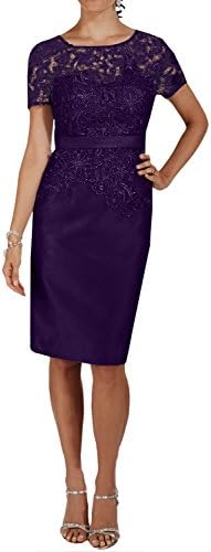 Vienna Bride 2017 Vogue Knee Length Lace Mother of the Bride Dress Prom Gown-10-Grape