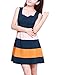 Allegra K Women Color Block Sleeveless Square Neck Mini Tank Dress S Dark Blue