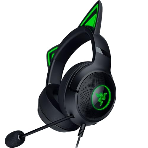 Razer Kraken Kitty V2 - Kabelgebundenes RGB-Headset mit Katzenohren (Reaktive Streaming-Beleuchtung, HyperClear Mikro, Triforce 40mm Treiber, 7.1 Surround Sound) Schwarz