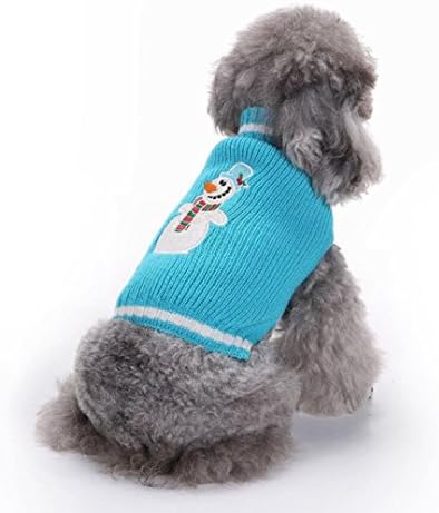 Puppy Clothes,2017 New Hot Sale Christmas Blue Snowman Embroidered Pet Dog Cute Clothes Puppy Winter Sweater by Neartime (S, Blue)