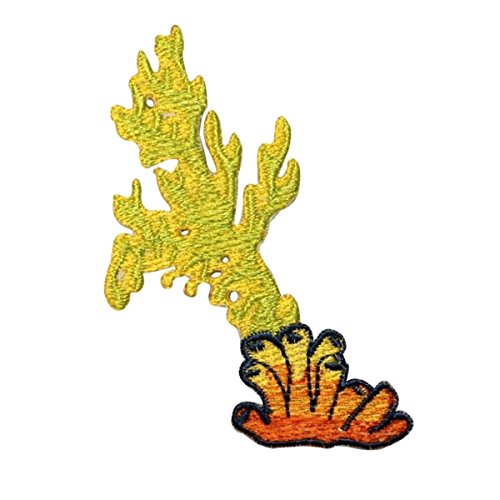 ID 0348 Tropical Coral Flumes Patch Sea Life Embroidered Iron On Applique
