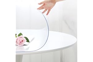 SOROEL 24 Inch Round Clear Dining Room Table Cover Easy Clean Waterproof Plastic Vinyl Table Cloth Protector Wood Furniture Surface Protection Heat Resistant Desk Pad Mat for Coffee End Side Table