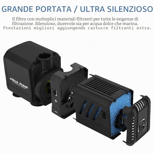 NO.17 6W Internal Filter for Aquarium, Adjustable with Water Pump 500L/H for 30-150 Litres
