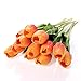 CTUER 12Pcs Artificial Tulip Real Touch Tulip Flowers Fake Silk Flowers for Vases Wedding Home Room Party Decoration (Orange)