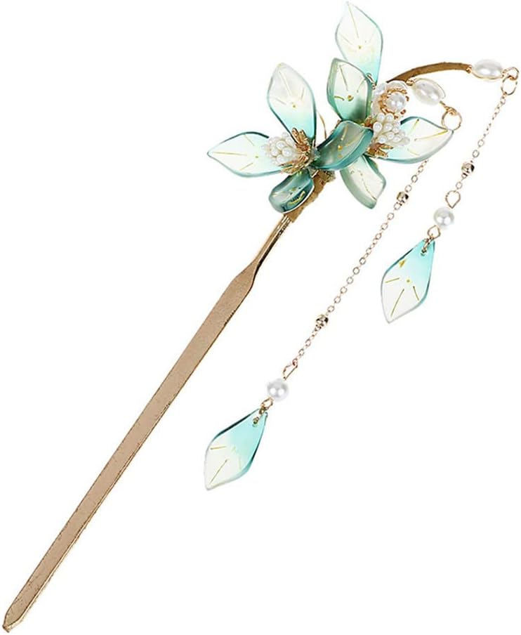 VNEWSCHI Women's Chinese Hair Stick Tassel Pearl Flower Retro Chopsticks Pin