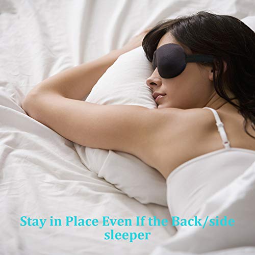 Sleep Mask, Calmsen Eye Mask for Sleeping, 3D Contoured Sleeping Mask for Women Men Kids with 4 Ear Plugs & 1 Silk Pouch, 100% Pitch Black for Travel, Shift Work, Yoga, Meditation