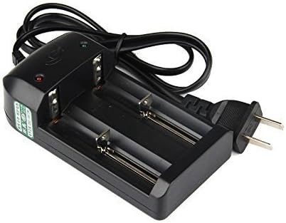 Ponnky Dual Channel Battery Charger Universal Auto off Intelligent Battery Charger for 18650/18500/14500/26650 AA Lithium Battery Lifepo4 Battery USA Plug Black