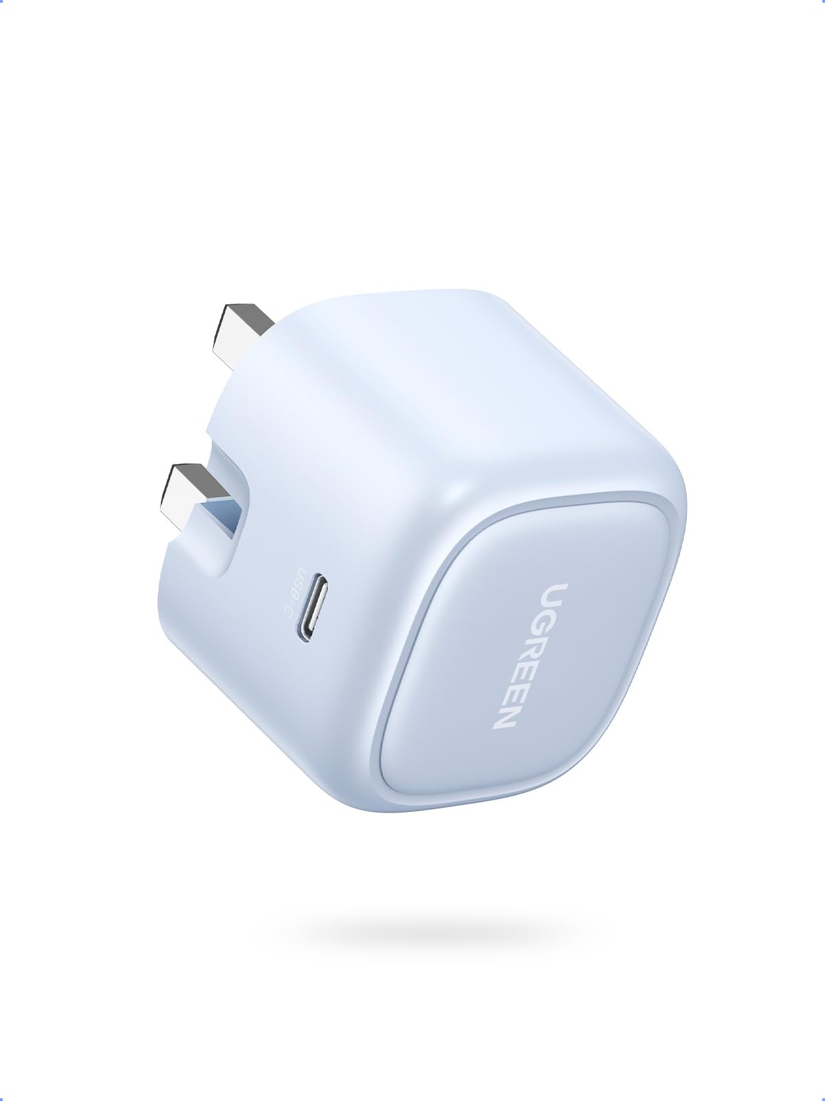 UGREEN 30W USB C Charger Nexode 30W USB C Plug PD 3.0 Fast Charging Foldable GaN Charger Compatible with iPhone 17/16/15/14/13 Series, iPad Air/Mini, Galaxy S25/S24, Pixel 9/8/7, Blue