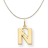The Black Bow 14k Yellow Gold, Julia, Sm Satin Block Initial N Necklace