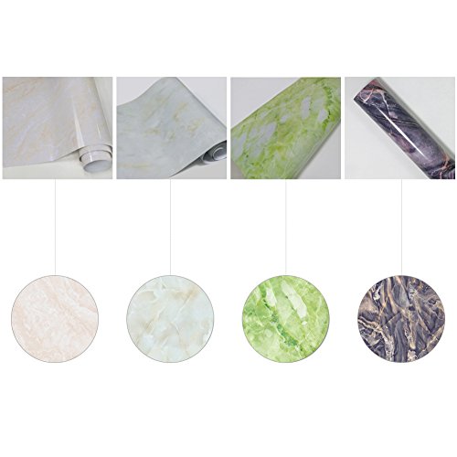 Foerteng Granite Look Marble Gloss Film Vinyl Self Adhesive Counter Top Peel and Stick Wall Decal (Crystal green)