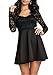 NUOREEL Women's Lace Bodice Skater Dress (Small, Black)
