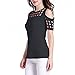 Tulucky Women's Cold Shoulder Hollow Out Tee Shirts Short Sleeve Casual Tops