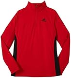 adidas Big Boys 14 Zip Long Sleeve, Light Scarlet/Black, Medium