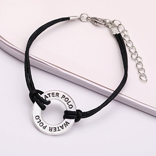 Teamer Adjustable Wax Cord Bracelet Message Water Polo Charm Sports Jewelry for Woman/Man Best Gifts