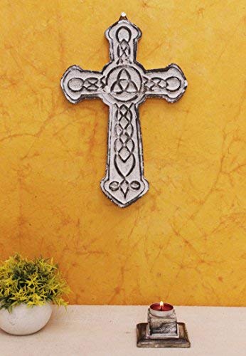 The StoreKing Wooden Decorative Wall Cross French Handmade Plaque Religious Altar Cross Home Living Room Home Decor (Design6)