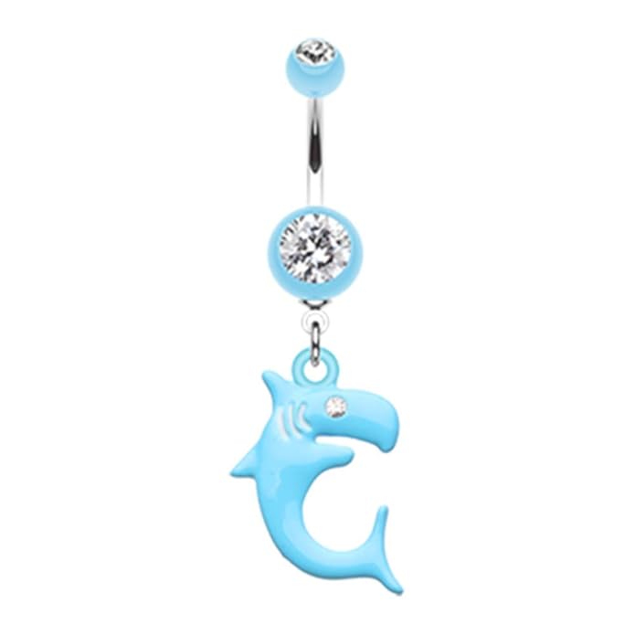 Amazon.com: 14 GA Shark Attack. Anillo de ombligo de Davana ...