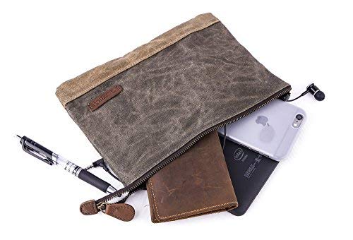 Gootium Waxed Canvas Zipper Pouch - Water Resistant Storage Holder Accessories Organizer (Pack of 2)