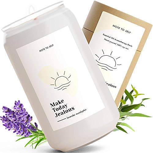 Note to Self: Lavender Eucalyptus Aromatherapy Candle | Large Scented Candles | 100 Percent Soy with Fall Scents | Non Toxic Long Lasting