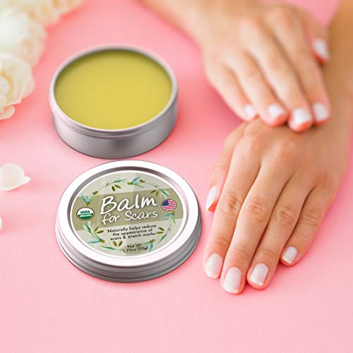 Organic Scar Fade Balm Cream Natural, Made in USA (1.75oz Large Size