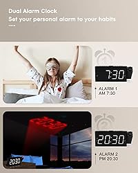 Projection Alarm Clock on Ceiling,Digital Clock for