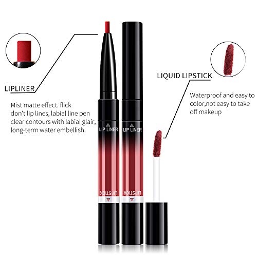 7 Pcs Matte Liquid Lipstick Lip Liner Pencil Set Double End Matte Liquid Lipgloss and Lipliner Set Waterproof Lip Gloss Non-Stick Cup Long Lasting Cosmetics Lip Stick Professional Lip Makeup Kit - Thumbnail 2