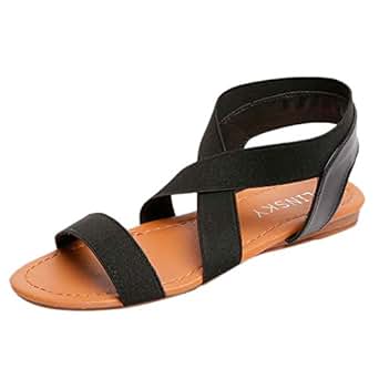 sandals cross low strap shoes skidding heel anti criss elastic summer beach