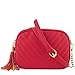 Simple Shoulder Bag Crosbody with Metal Chain Strap and Tassel Top Zipper (Red)
