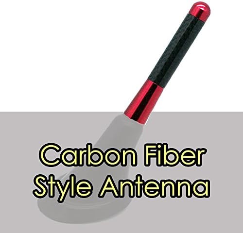 Alpha Racing Universal 3" RED Short Aluminum Carbon Fiber Printed Screw-on Car Radio Antenna for Mazda