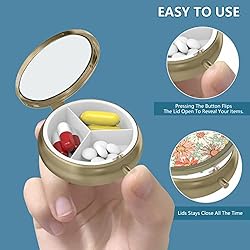 Pill Case Pill Box with Mirror Retro 3 Compartment