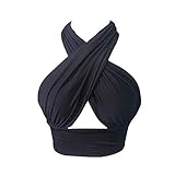 ROPALIA Womens Sexy Bodycon Tank Cross Bandage Bra Vest Corselet Nightclub Tops