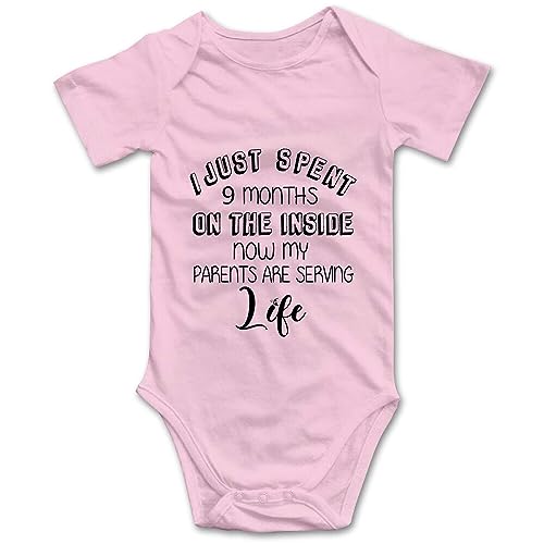 DOQOSESHY I Just Spent 9 Months On The Inside Funny Baby Romper Infant Cotton Bodysuit
