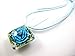 BRCbeads Lampwork Glass Crystal Flower Square Shape 5 Assorted Colors (Peridot/Aquamarine/Sapphire/Vintage Rose/Pink) Murano Floral Glass Handcraft Pendant 5pcs per Bag for Necklace Making