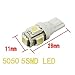 Lookatool® 10pcs T10 Wedge 5-SMD 5050 Xenon LED Light bulbs 192 168 194 W5W 2825 158 White