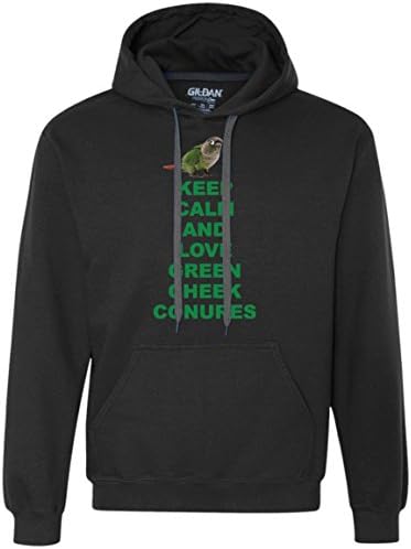 Keep Calm and Love Green Cheek Conures - Funny Shirt Heavyweight Pullover Fleece Sweatshirt