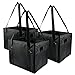 ZENPAC Shopping Bags for Groceries - 3 Pack Extra Large Collapsible Market Box Totes with Handles, Strong Cloth Fabric, Foldable Bags with Rigid Bottom, Stands Up for Produce, Food, Bulk - 14.5x10x10