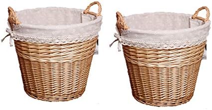 YMJJ Chunky Wicker Fireside Heavy Duty Log Baskets Waterproof Storage Weaving Baskets Wash Finish Wicker Lined Log Baskets,Flesh