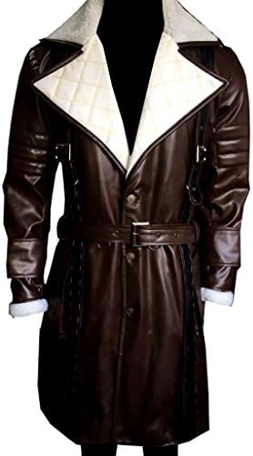 Gen1 Leather Men's Fallout 4 Elder Maxson Brotherhood of Steel Battle Coat (L, Brown)