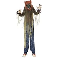 Haunted Hill Farm 5.2 ft. Animated Standing Wolf Halloween Prop | Touch Activated | Light-up Green Eyes | Bendable Arms | Battery-Operated | Halloween Decoration | HHWOLF-3FLSA,Multi Haunted Hill Farm 5.2 ft. Animated Standing Wolf Halloween Prop | Touch Activated | Light-up Green Eyes | Bendable Arms | Battery-Operated | Halloween Decoration | HHWOLF-3FLSA,Multi