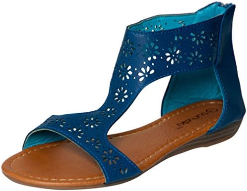 Womens Roman Gladiator Perforated Sandals Flats 3 Colors (10, Navy 81001)