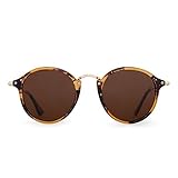 Retro Polarized Round Sunglasses Small Mirror Tinted Circle Lens Men Women (Tortoise/Polarized Brown)