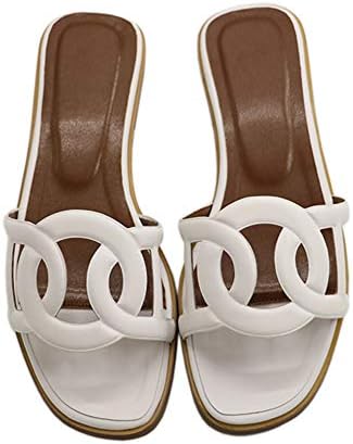 June in Love H Ouch Type Leather Flat Sandals Slippers Summer Casual Shoes Beach Slippers for Women