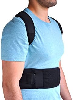 Timberlane Co Back Posture Corrector Clavicle Support for Men and Women | Fully Adjustable Brace to Improve Bad Posture, Lumbar, Back Pain Relief | Magnetic Stones to Generate Heat |(Black)(XL)