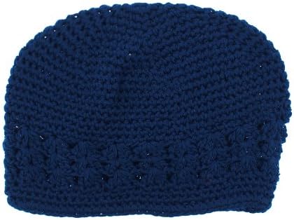 Trimweaver 2-Piece Crocheted Kufi Hat for Infants, Small, Navy Blue