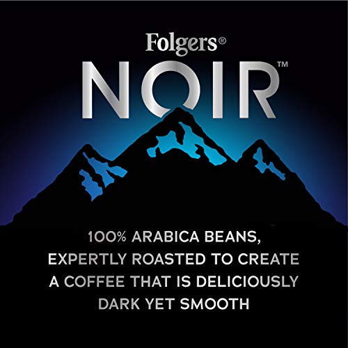Folgers Noir True Dark Dark Roast Ground Coffee, 10.3 Ounces (Pack of 6