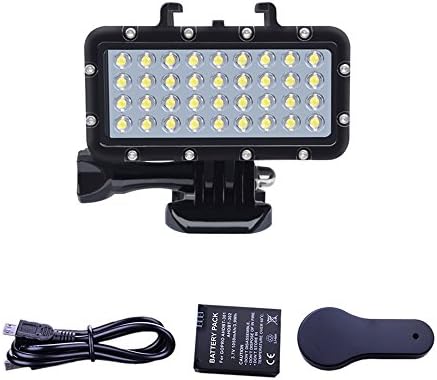 Waterproof 45m/147ft Diving Light High Power Dimmable 36 LED Underwater Fill Light for GoPro Hero 6/5/4/3/3+/2/Session/LCD/XIAOYI/SJ5000/SJ6000 ect Action/DSLR Camera with Rechargeable Battery